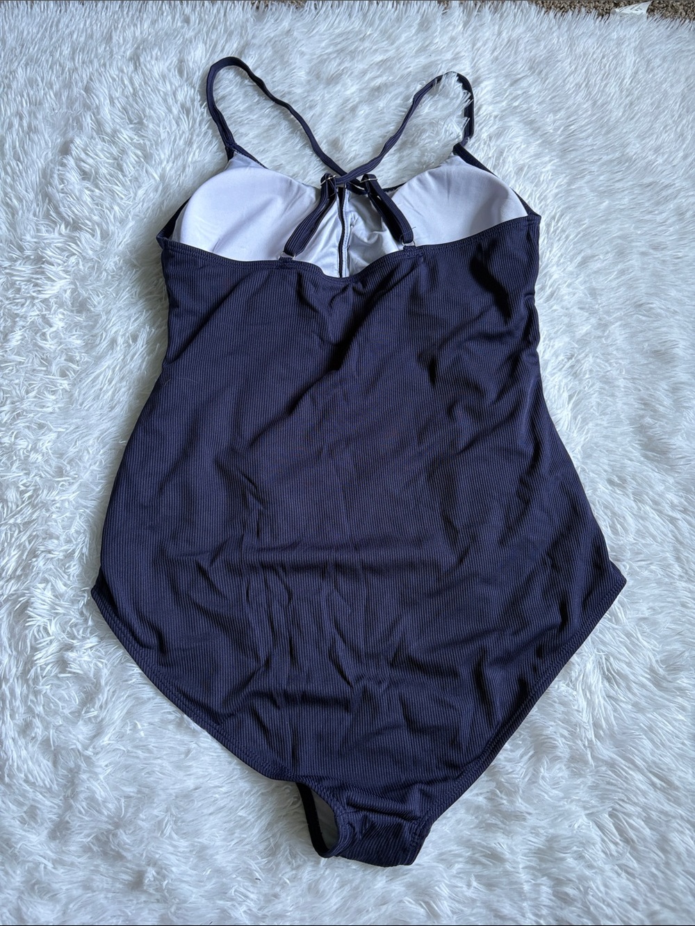 New In Packaging Zando Blue Ribbed Button Front One Piece Swimsuit L Maternity - Picture 8 of 13